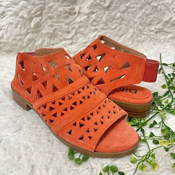 Diba DREAMER Orange Suede Cut Out Open Toe Women's Sandals size 7 M - Picture 1 of 7
